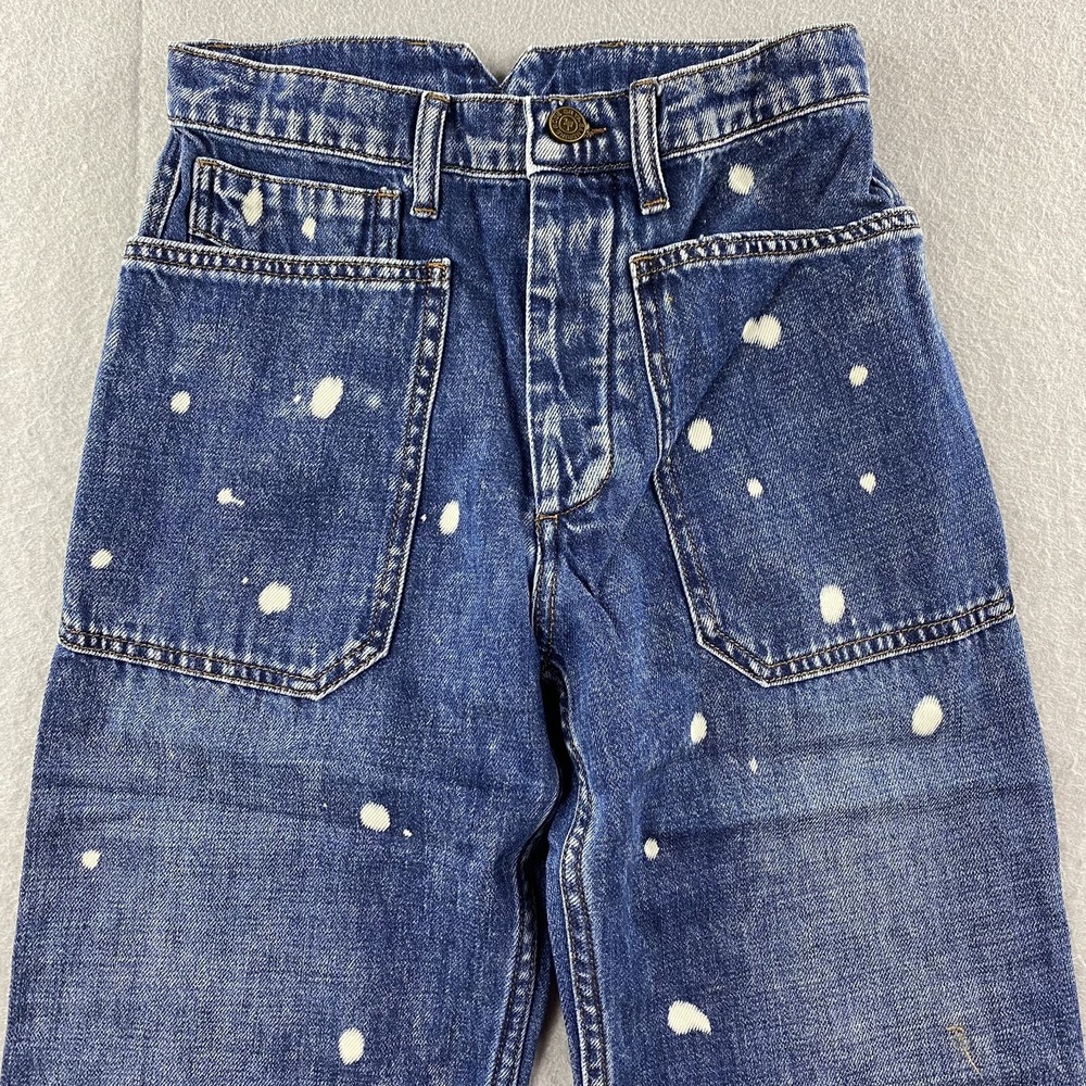 Sandrine Rose Jeans Womens 24 Blue Straight Wide Leg Button Fly Buckle Back - Picture 2 of 16